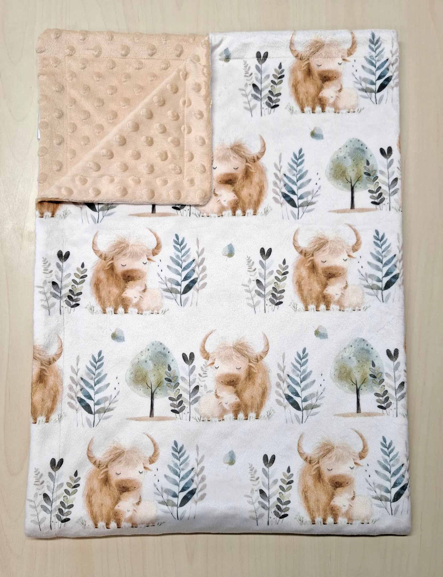 Couverture Maman et bébé vache highland