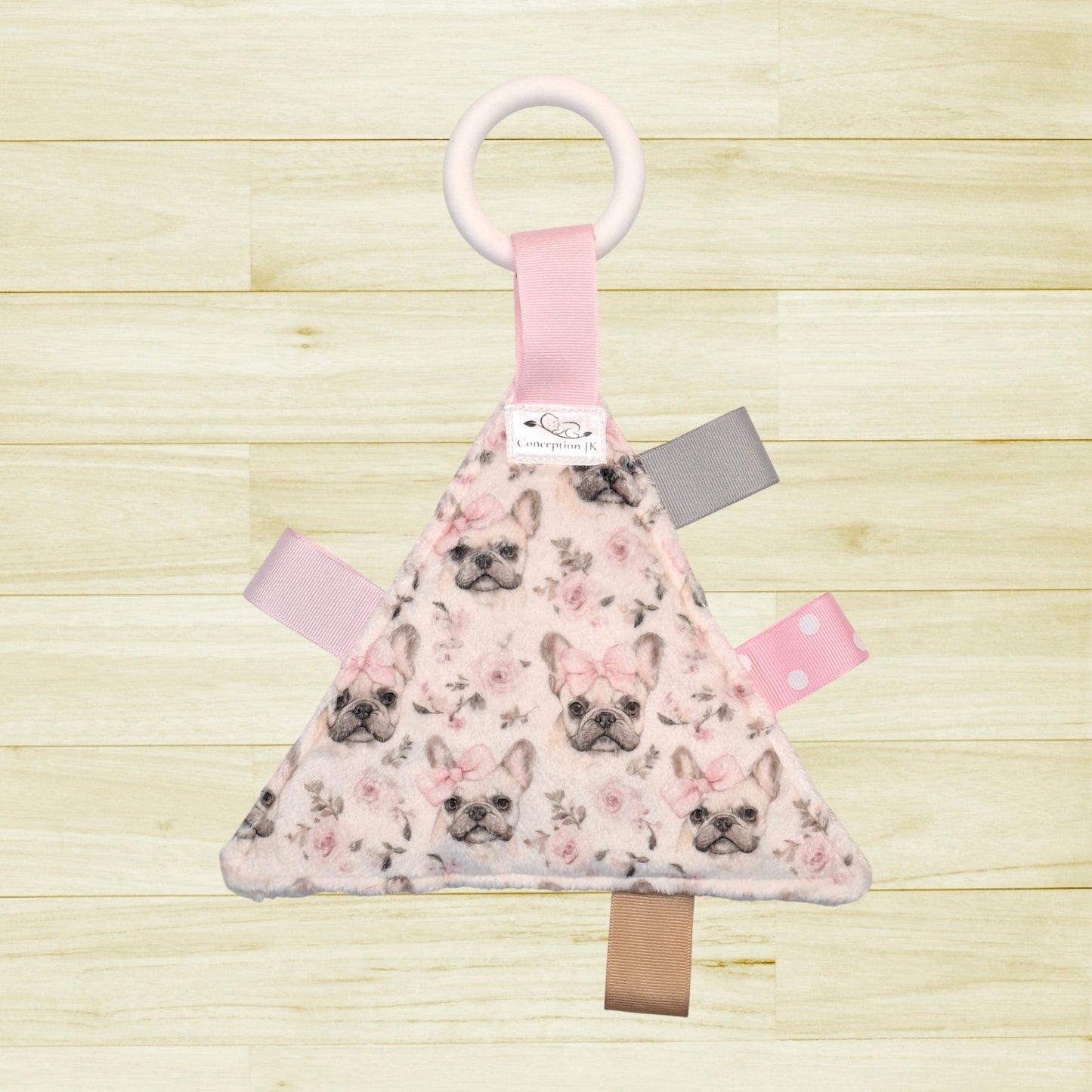 Triangle craquant Bulldog rose et boucles