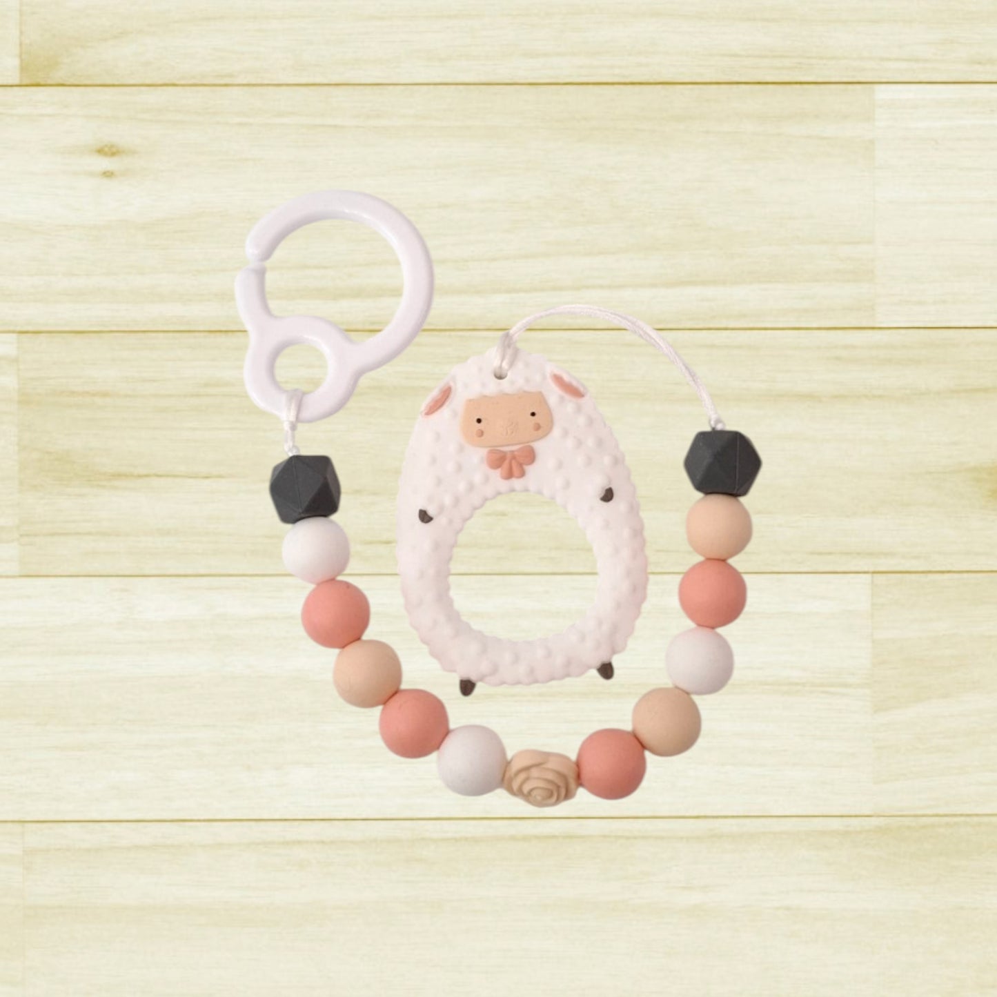 Jouet de poussette Mouton blanc rose