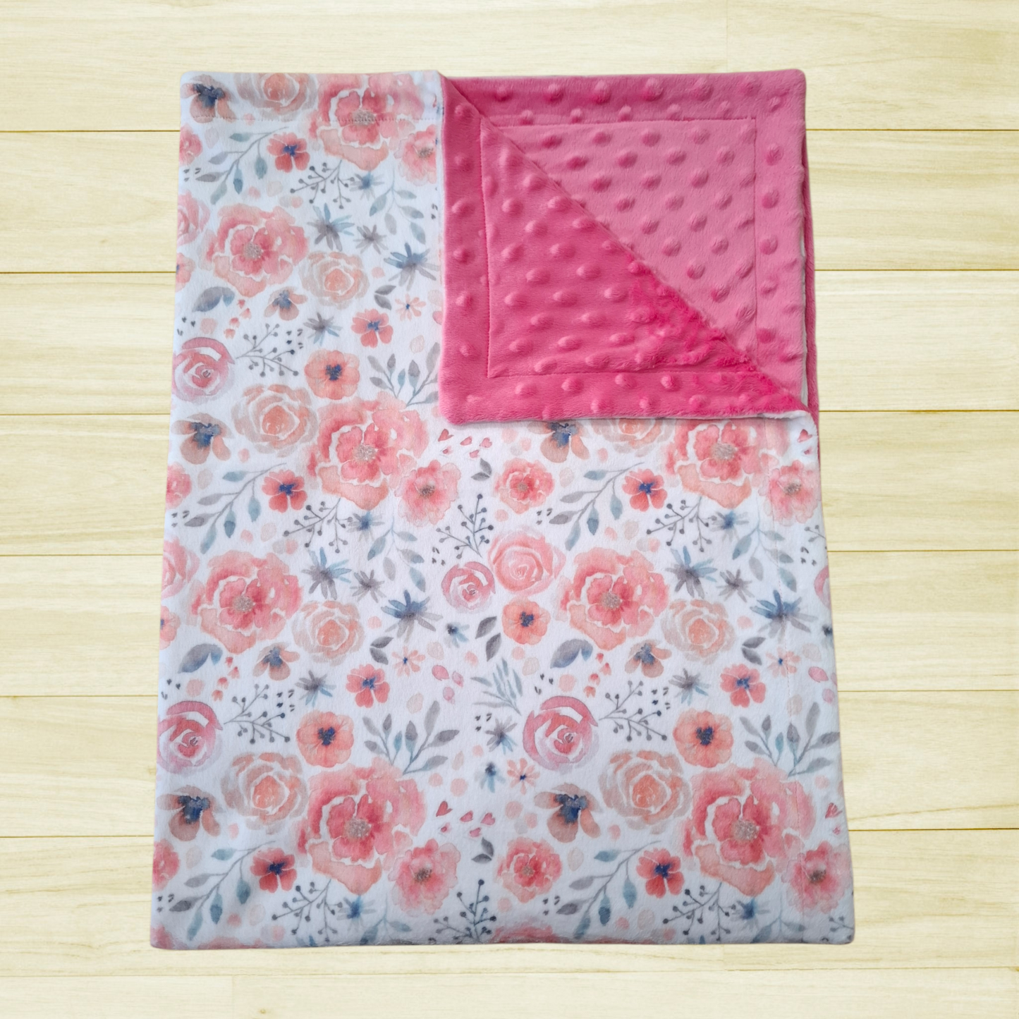 Couverture Fleurs roses aquarelle