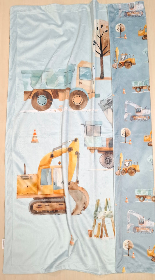 Couverture panneau Camion et tracteur en chantier de construction