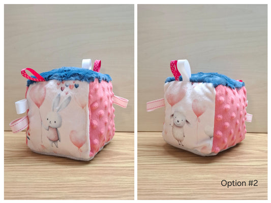 Cube Lapins et ballons coeur rose