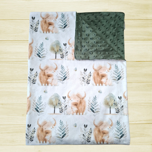 Couverture Maman et bébé vache highland