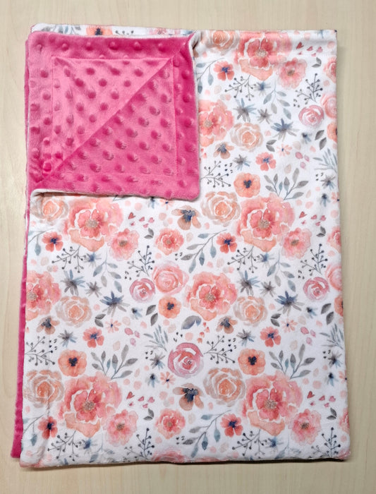 Couverture Fleurs roses aquarelle