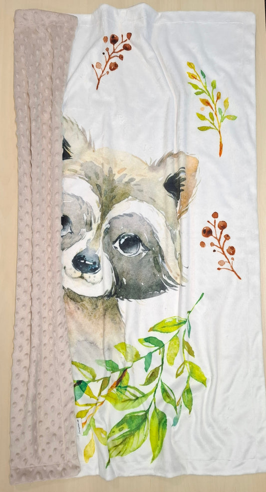 Couverture panneau Raton laveur et feuillage