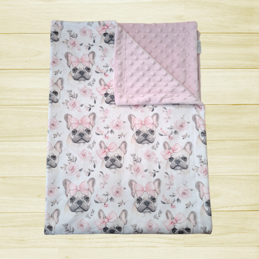 Couverture Bulldog rose et boucles